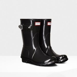 HUNTER Original Short Gloss Rain Boots: Black